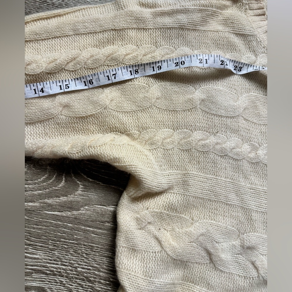 CHARTER CLUB 100% 2-Ply Cashmere Ivory Cabled Sweater, Size: M - Picture 7 of 8